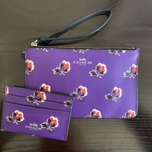 Purple Floral Wristlet & Card Holder
